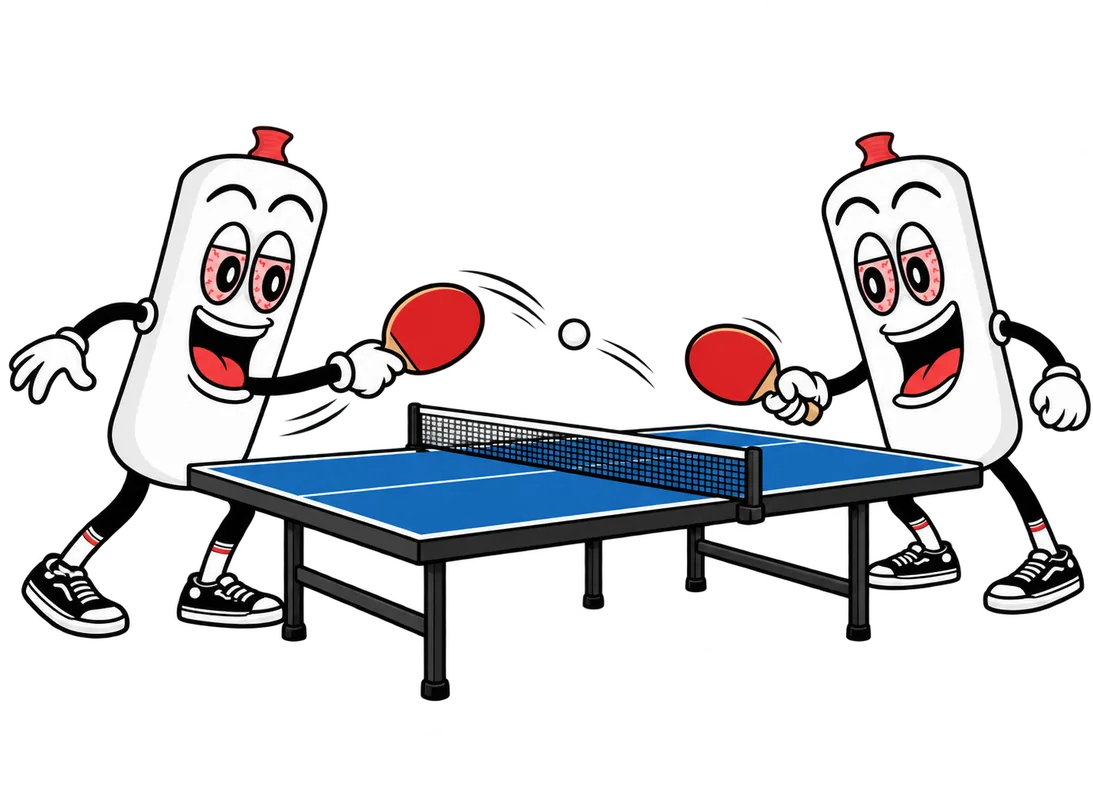 Two Boonys playing ping pong